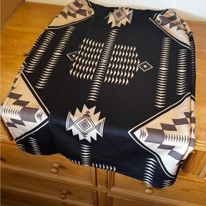 Western Geometric Aztec Patterned Black and Cream Skirt